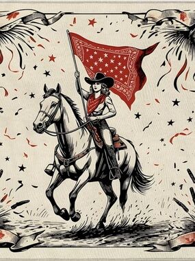 🤠 Western Bandana Print Women's Scarf - Red/Ivory